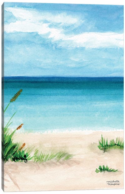 Beach Scene II Watercolor Canvas Art Print - Michelle Mospens