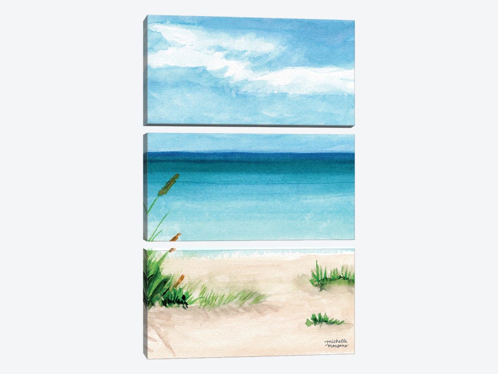Beach Scene II Watercolor by Michelle Mospens 3-piece Canvas Artwork