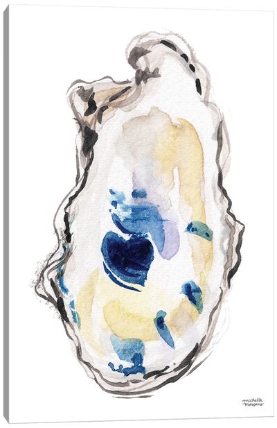 Oysters I Watercolor Canvas Art Print - Oyster Art