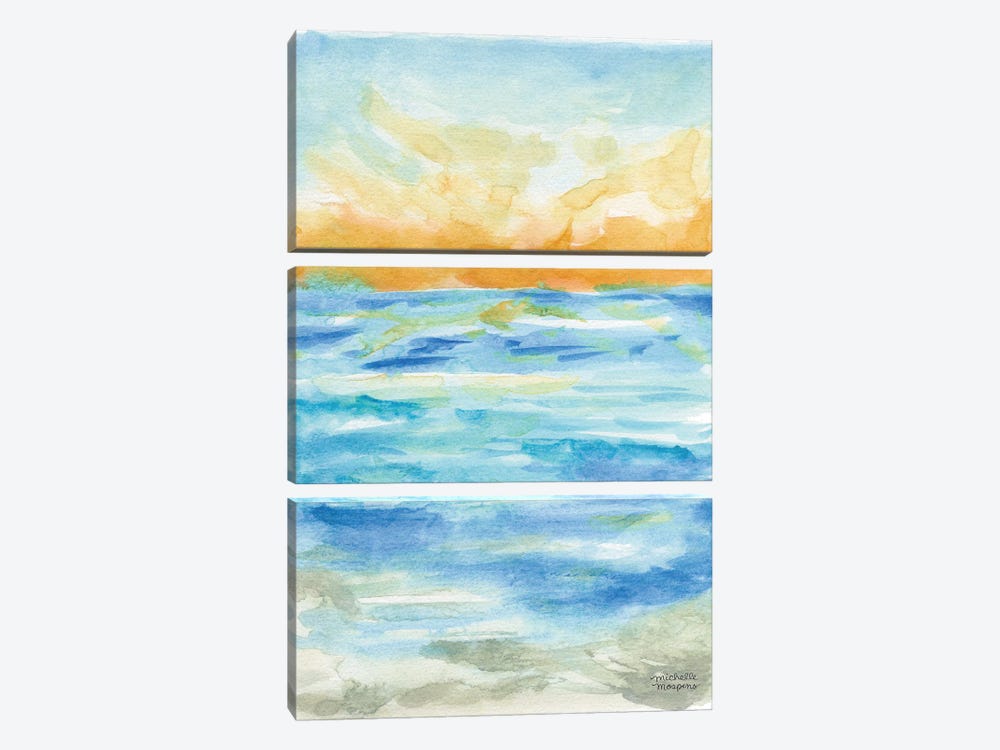 Abstract Seascape Study II Watercolor by Michelle Mospens 3-piece Canvas Artwork