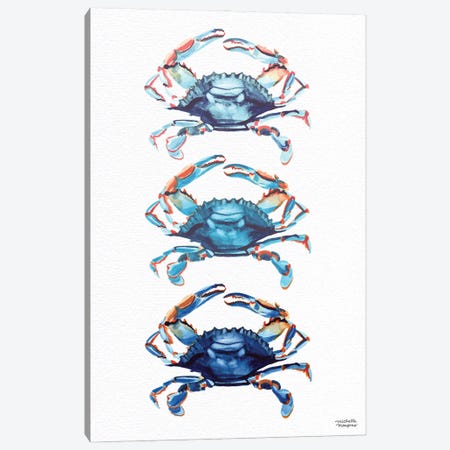 Three Crabs Watercolor Canvas Print #MMP19} by Michelle Mospens Canvas Wall Art