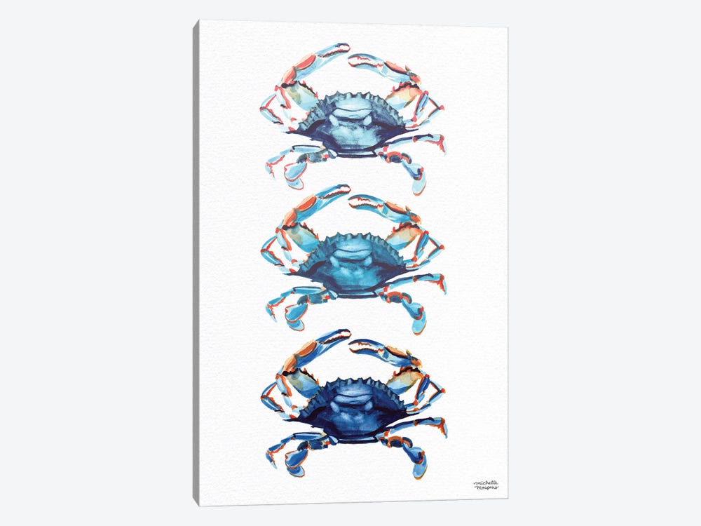 Three Crabs Watercolor by Michelle Mospens 1-piece Canvas Print