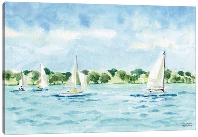 Sailing I Watercolor Canvas Art Print - Sailboat Art