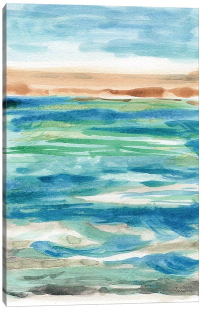 Abstract Seascape Study I Watercolor Canvas Art Print - Coastal & Ocean Abstract Art