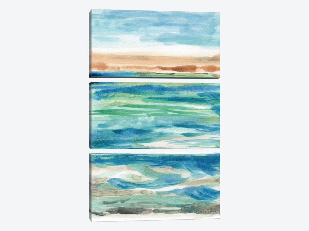 Abstract Seascape Study I Watercolor by Michelle Mospens 3-piece Canvas Print