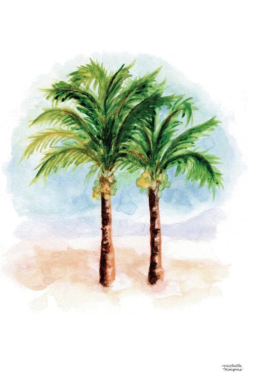 Coconut Palm Trees Watercolor