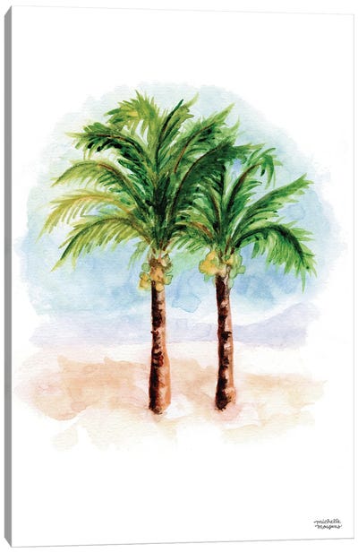 Coconut Palm Trees Watercolor Canvas Art Print - Michelle Mospens