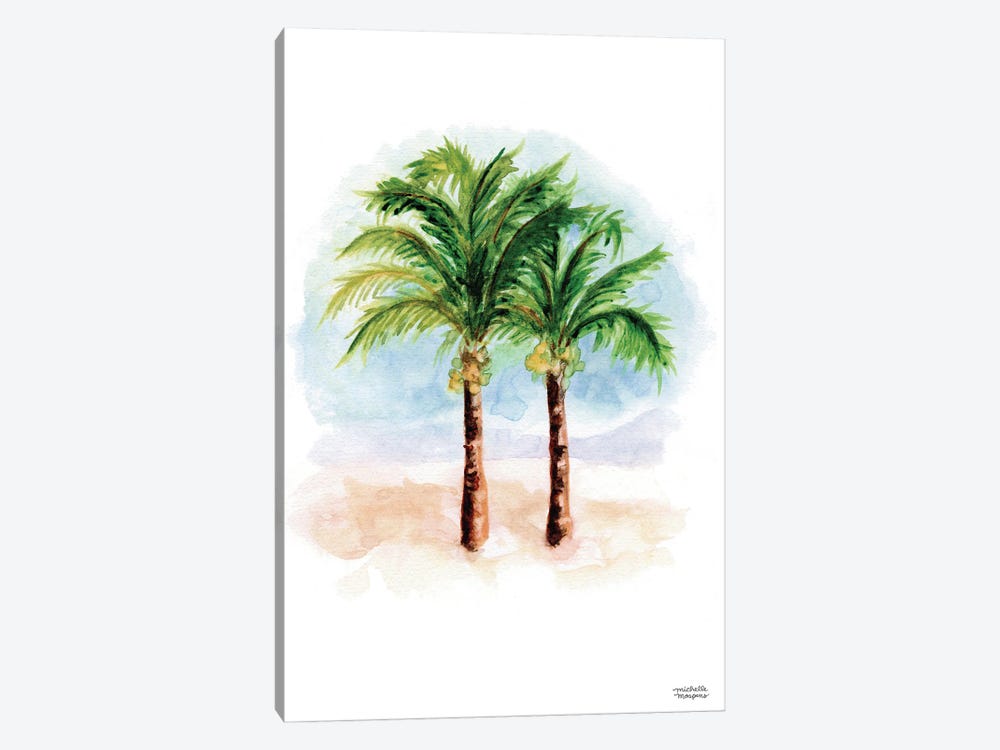 Coconut Palm Trees Watercolor by Michelle Mospens 1-piece Canvas Art Print