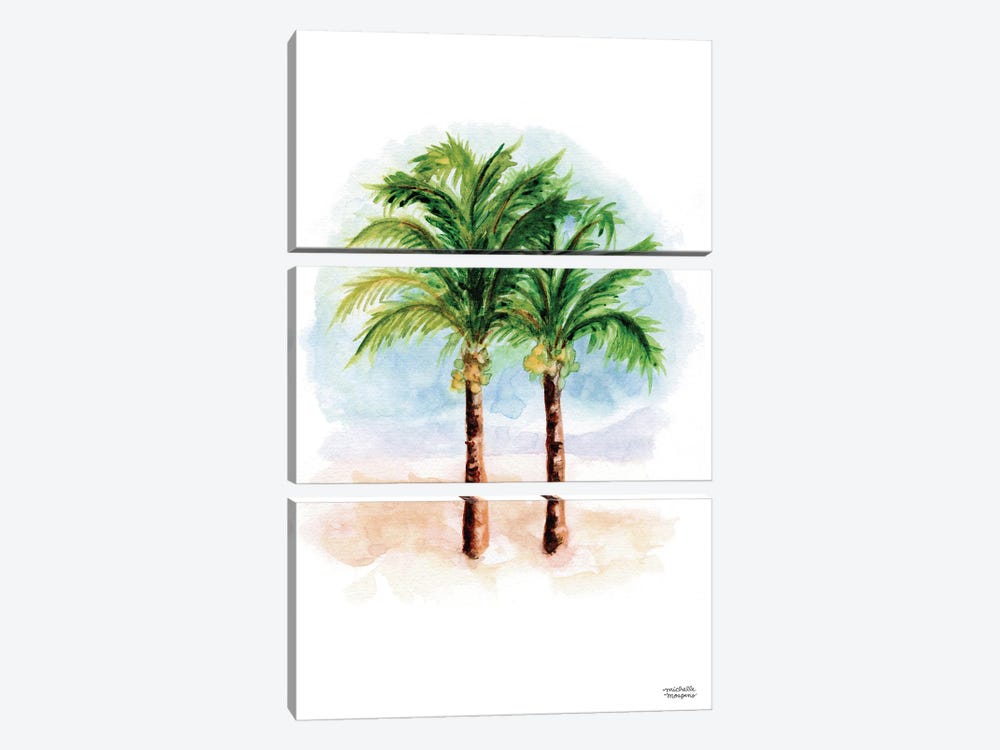 Coconut Palm Trees Watercolor by Michelle Mospens 3-piece Art Print