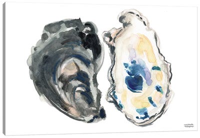 Oysters II Watercolor Canvas Art Print - Oyster Art