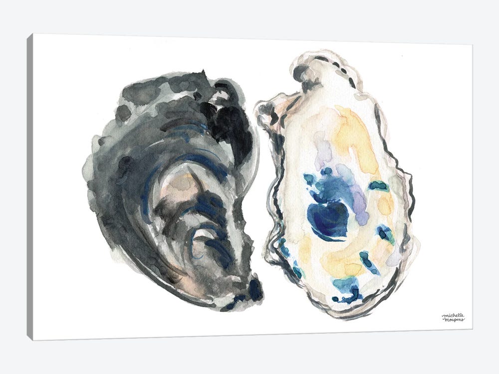 Oysters II Watercolor by Michelle Mospens 1-piece Canvas Print