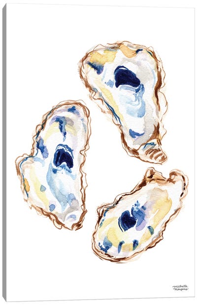 Oysters III Watercolor Canvas Art Print - Oyster Art