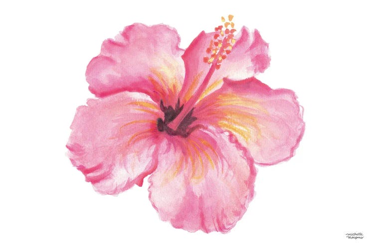 Bright Pink Hibiscus Watercolor