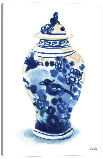 Ginger Jar I Watercolor Canvas Art Print - Chinese Culture