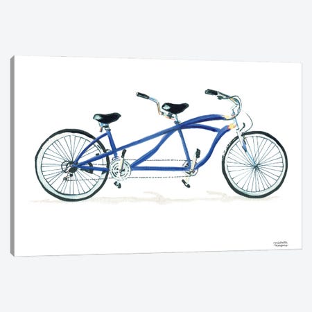 Tandem Bicycle Watercolor Canvas Print #MMP30} by Michelle Mospens Canvas Wall Art