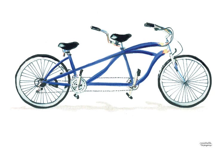 Tandem Bicycle Watercolor