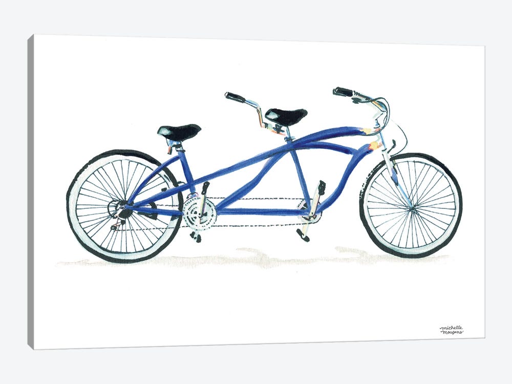 Tandem Bicycle Watercolor by Michelle Mospens 1-piece Canvas Wall Art