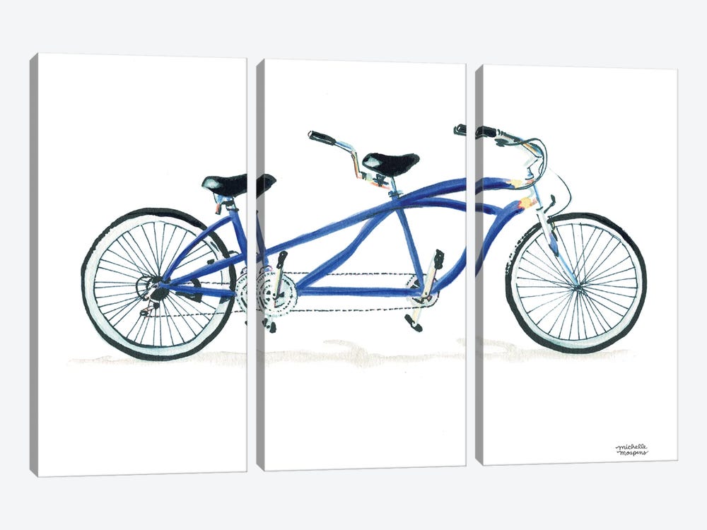 Tandem Bicycle Watercolor by Michelle Mospens 3-piece Canvas Art