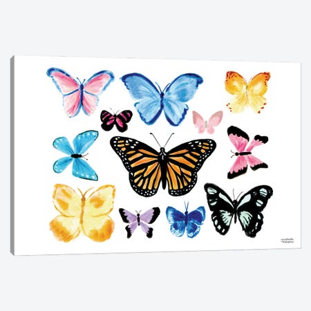 Butterflies I Watercolor Canvas Print #MMP31} by Michelle Mospens Canvas Wall Art