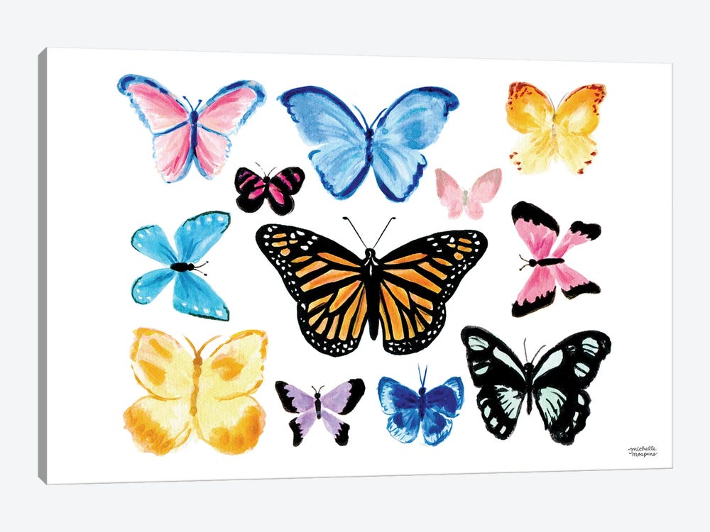 Butterflies I Watercolor by Michelle Mospens 1-piece Art Print