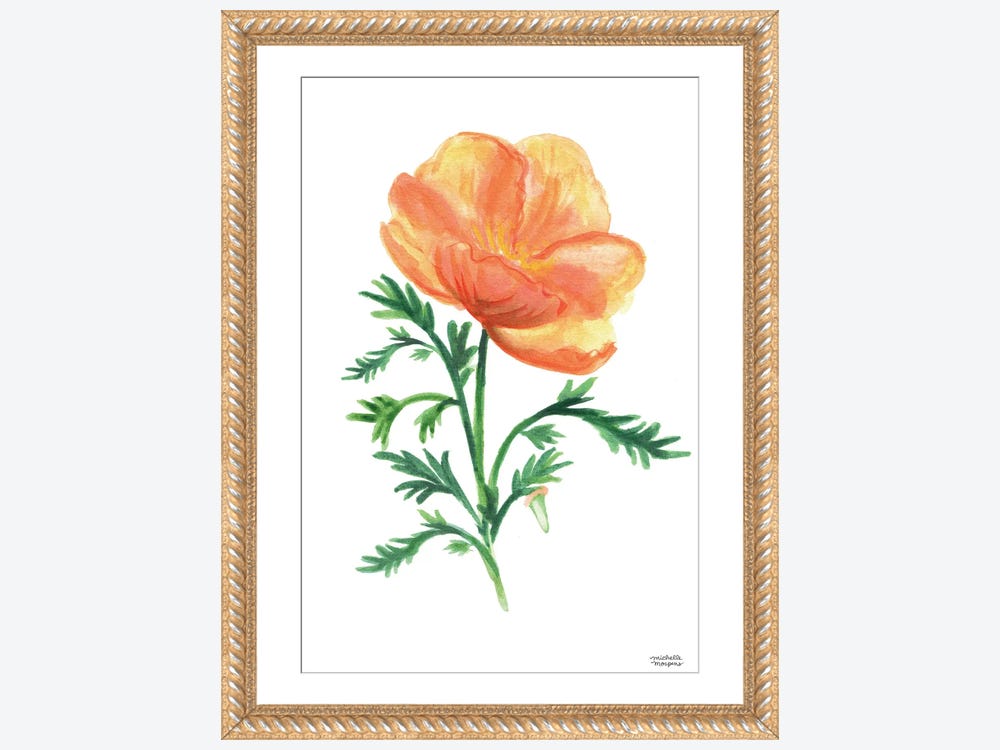 Peach Carnation Flower Botanical Wall Art Print by Michelle Mospens
