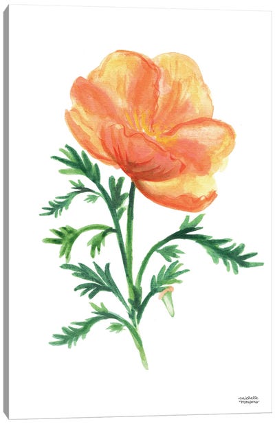California Golden Poppy Watercolor Canvas Art Print - Michelle Mospens