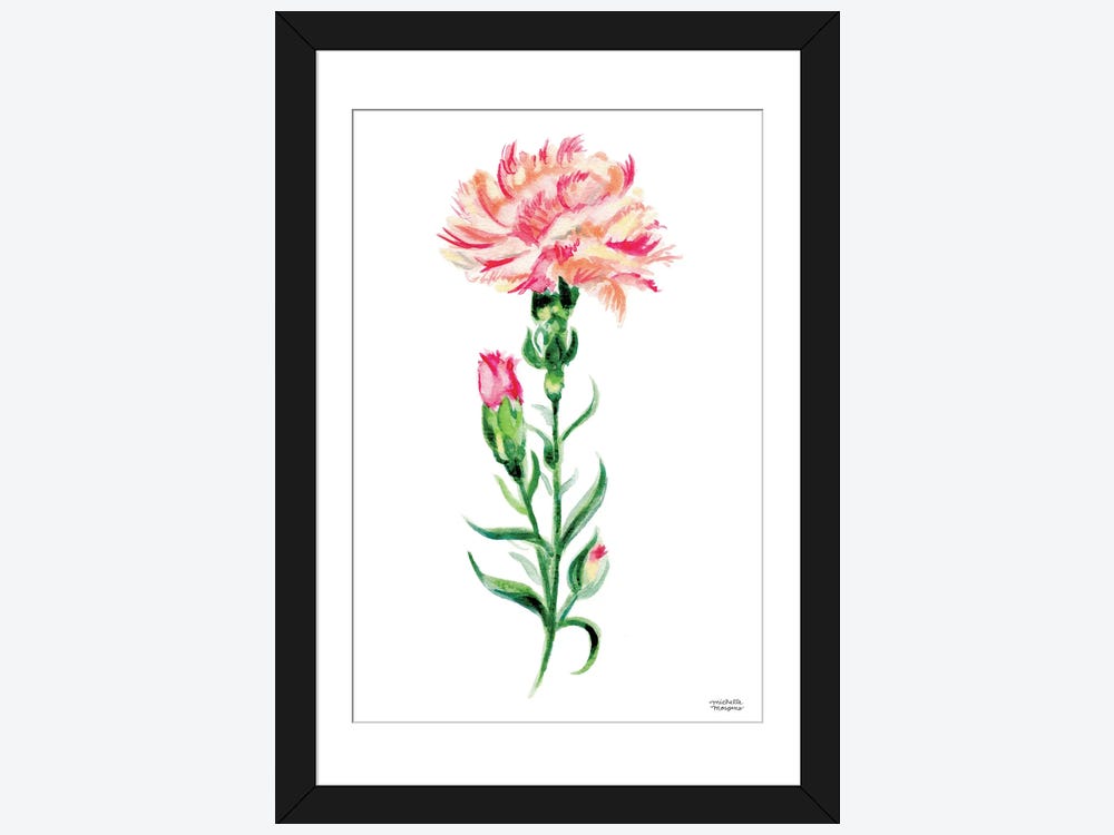 pink carnation flowers watercolor  Poster for Sale by