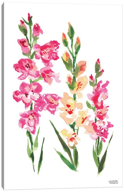 Gladiolus Watercolor Canvas Art Print - Michelle Mospens