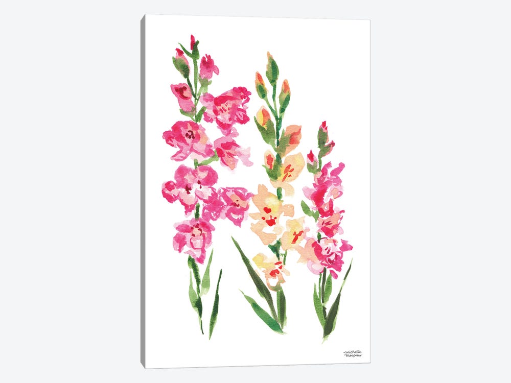 Gladiolus Watercolor by Michelle Mospens 1-piece Canvas Art Print