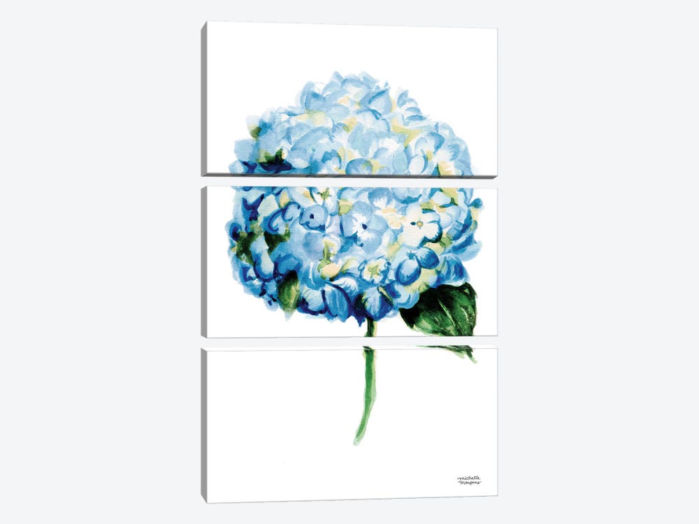 Blue Hydrangea Watercolor by Michelle Mospens 3-piece Art Print