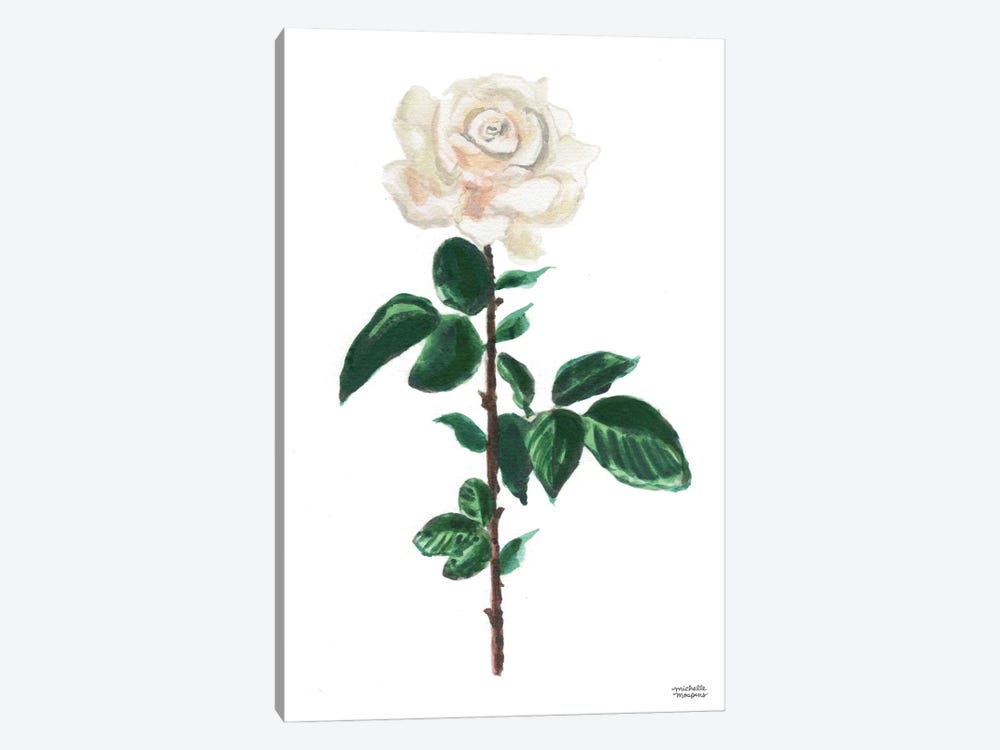 White Rose Watercolor by Michelle Mospens 1-piece Canvas Artwork