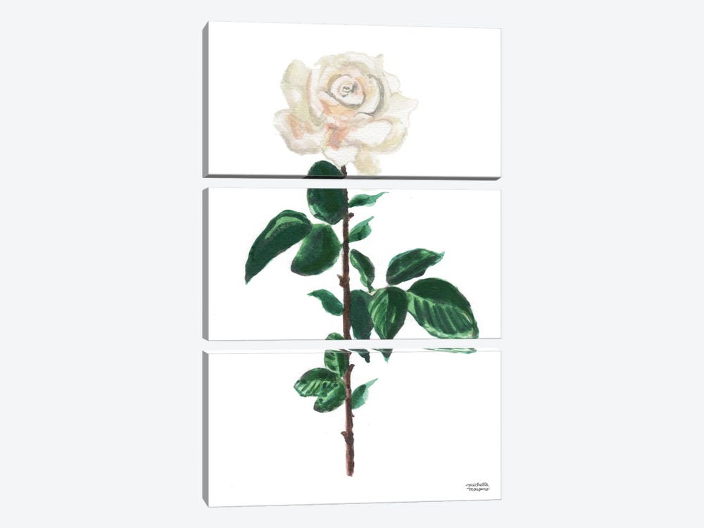 White Rose Watercolor by Michelle Mospens 3-piece Canvas Artwork