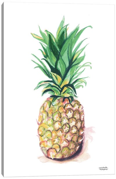 Pineapple Watercolor Canvas Art Print - Michelle Mospens