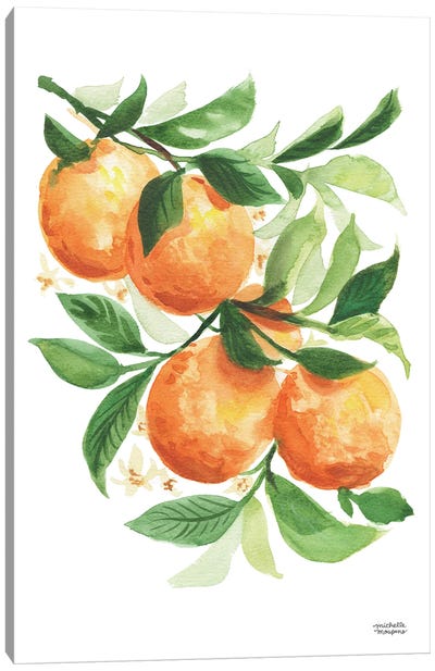 Oranges Watercolor I Canvas Art Print - Orange Art