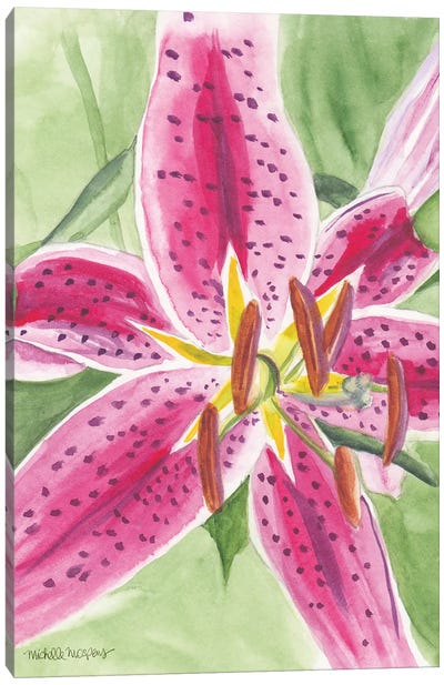 Watercolor Stargazer Lily I Canvas Art Print - Michelle Mospens