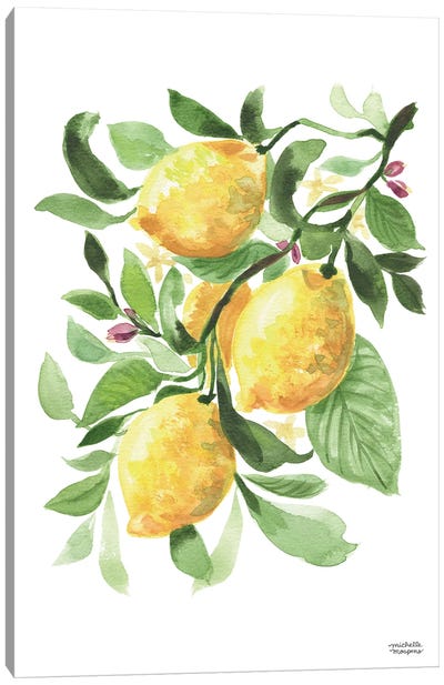 Lemons Watercolor I Canvas Art Print - Mediterranean Décor