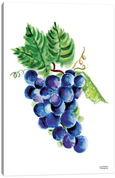 Grapes Watercolor Canvas Art Print - Grape Art