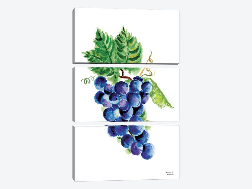 Grapes Watercolor by Michelle Mospens 3-piece Canvas Art Print