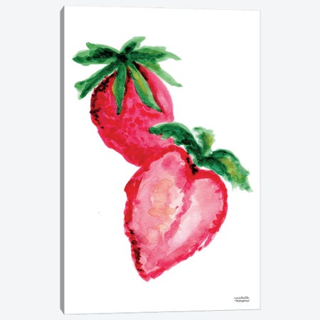 Strawberries Watercolor Canvas Print #MMP45} by Michelle Mospens Canvas Wall Art
