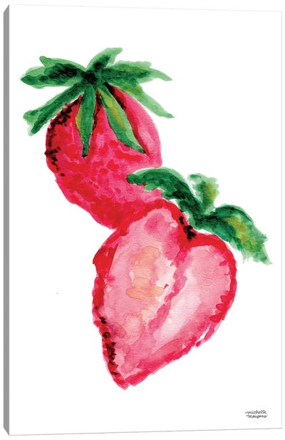 Strawberries Watercolor Canvas Art Print - Berry Art