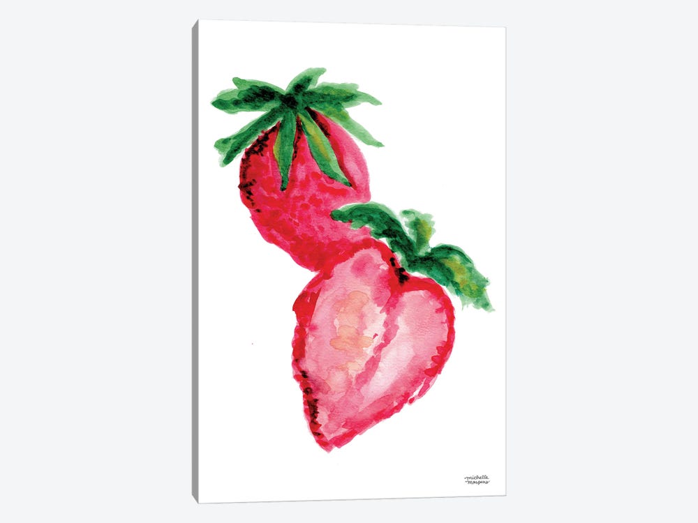 Strawberries Watercolor by Michelle Mospens 1-piece Canvas Art