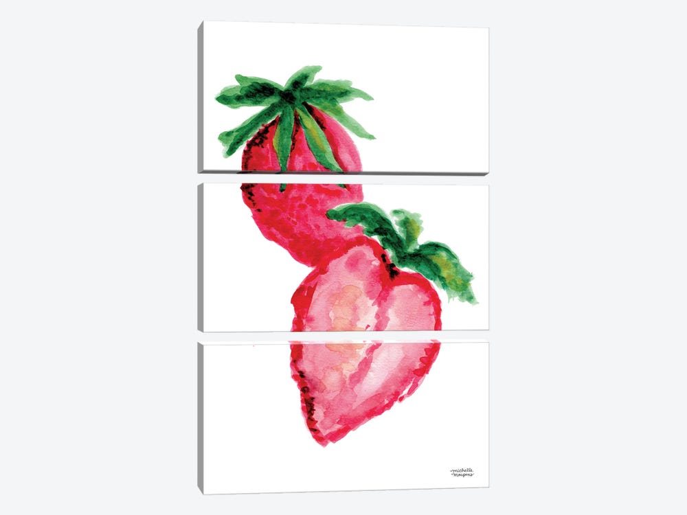 Strawberries Watercolor by Michelle Mospens 3-piece Canvas Wall Art