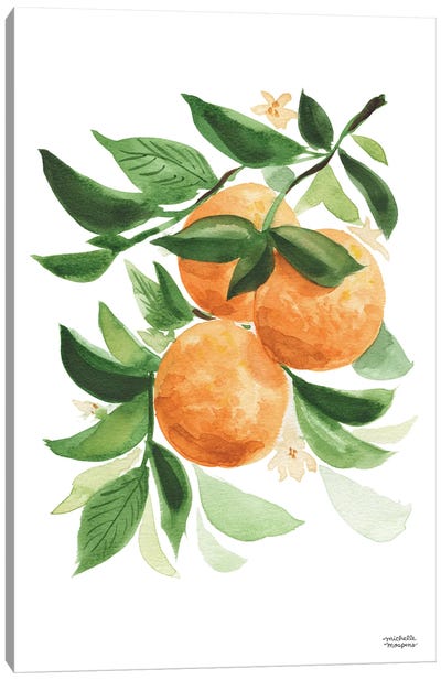 Oranges Watercolor II Canvas Art Print - Orange Art