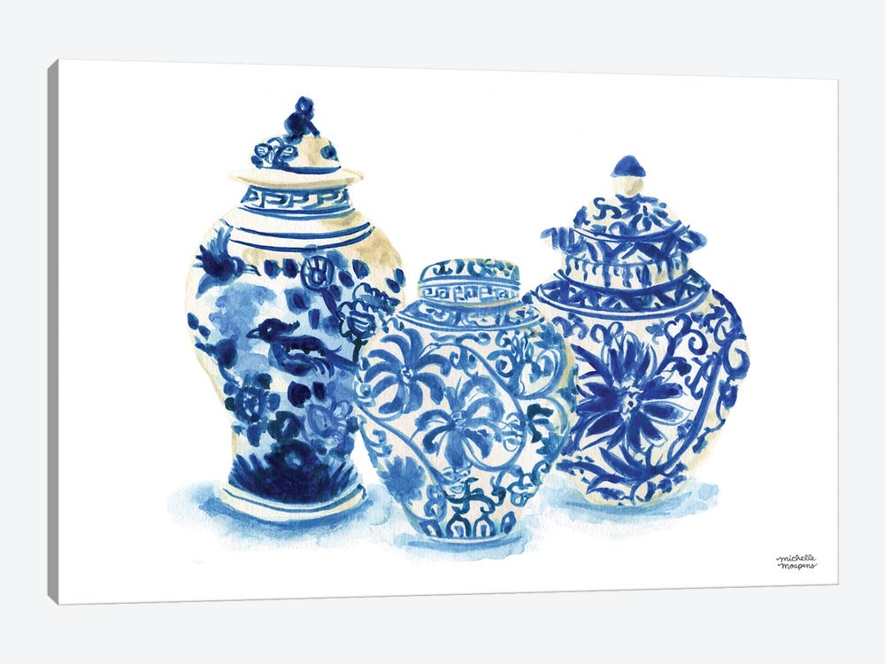 Ginger Jars XVIII Watercolor by Michelle Mospens 1-piece Canvas Wall Art