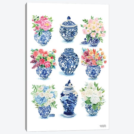 Ginger Jars Collection Watercolor Canvas Print #MMP54} by Michelle Mospens Art Print