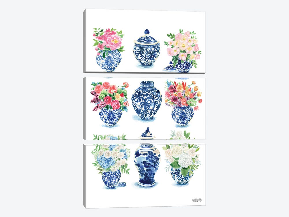 Ginger Jars Collection Watercolor by Michelle Mospens 3-piece Canvas Art
