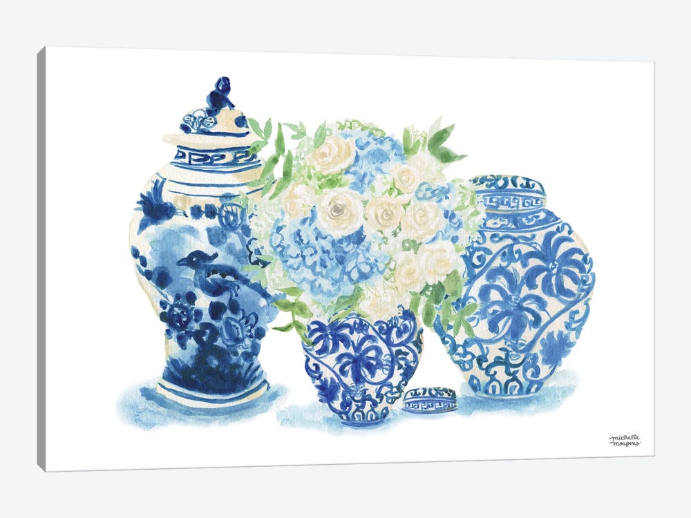 Ginger Jars XI Watercolor by Michelle Mospens 1-piece Canvas Print