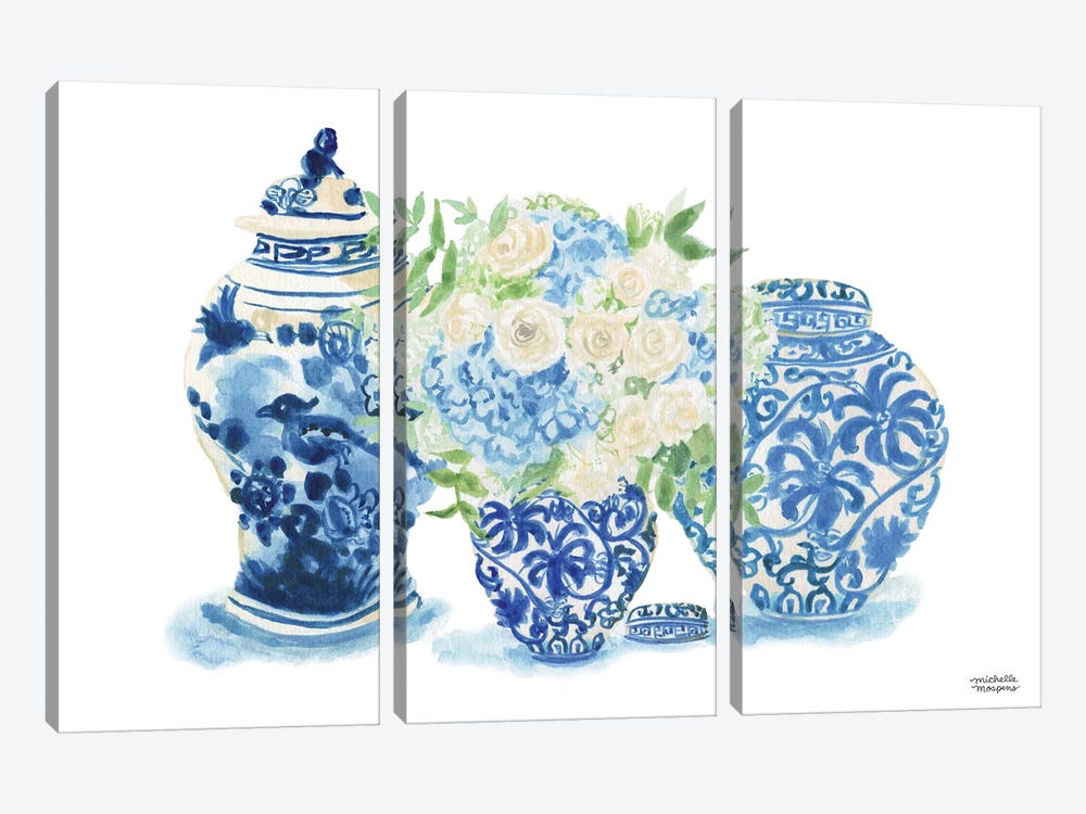 Ginger Jars XI Watercolor by Michelle Mospens 3-piece Art Print