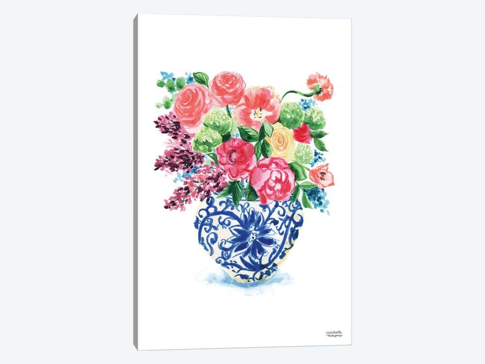 Ginger Jar XV Watercolor Bouquet by Michelle Mospens 1-piece Art Print