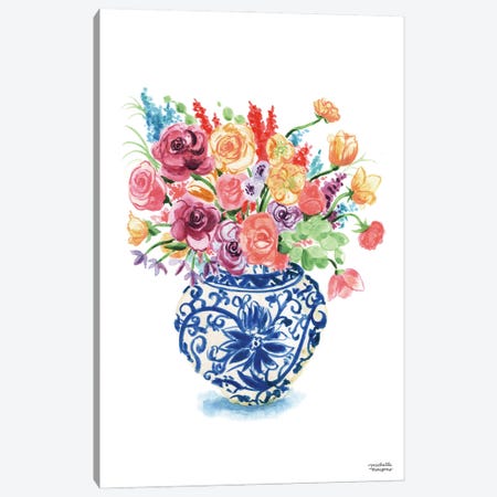 Ginger Jar XVI Watercolor Bouquet Canvas Print #MMP58} by Michelle Mospens Canvas Artwork